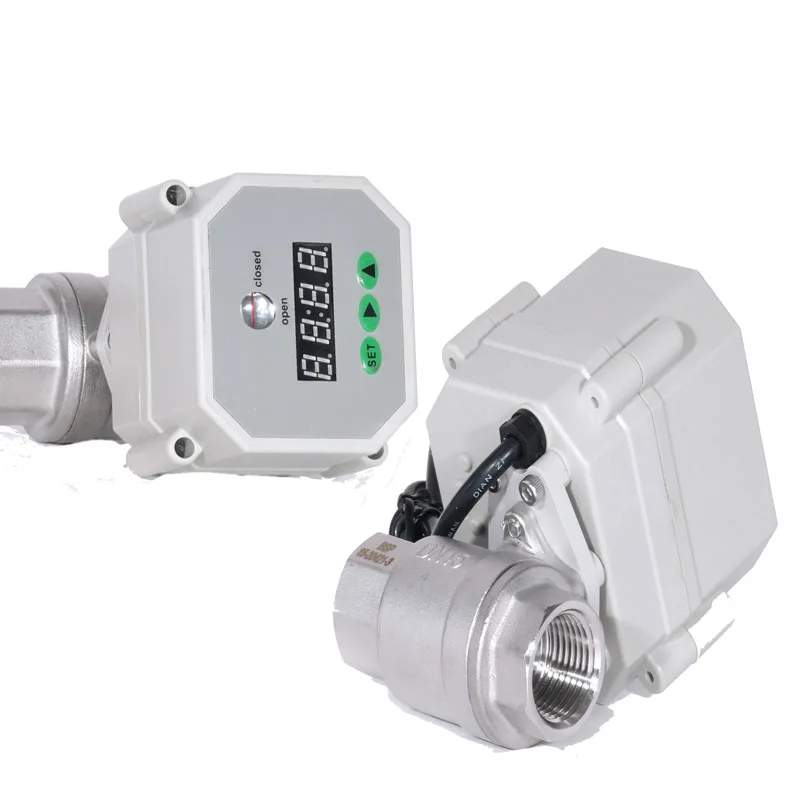 2 طريقة الفولاذ المقاوم للصدأ صغيرة الكهربائية بمحركات سقي الموقت صمام التحكم السيارات التحكم استنزاف المحرك الكرة صمام مع الموقت