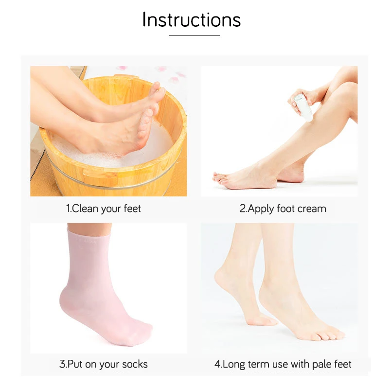 シリコン保湿ジェルヒールソックス,ひびの入った足のスキンケア,スパプロテクター,家庭用,1ペア