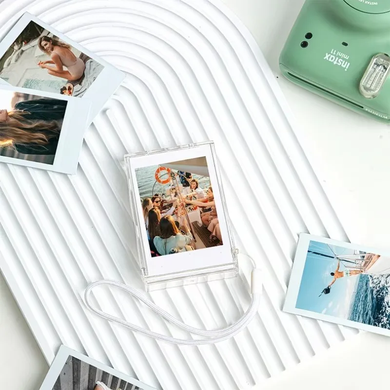 3-Inch Film Clear Photo Storage Box Instant Camera Photo Case with Strap for Fujifilm Instax Mini 12/11/9/8/7