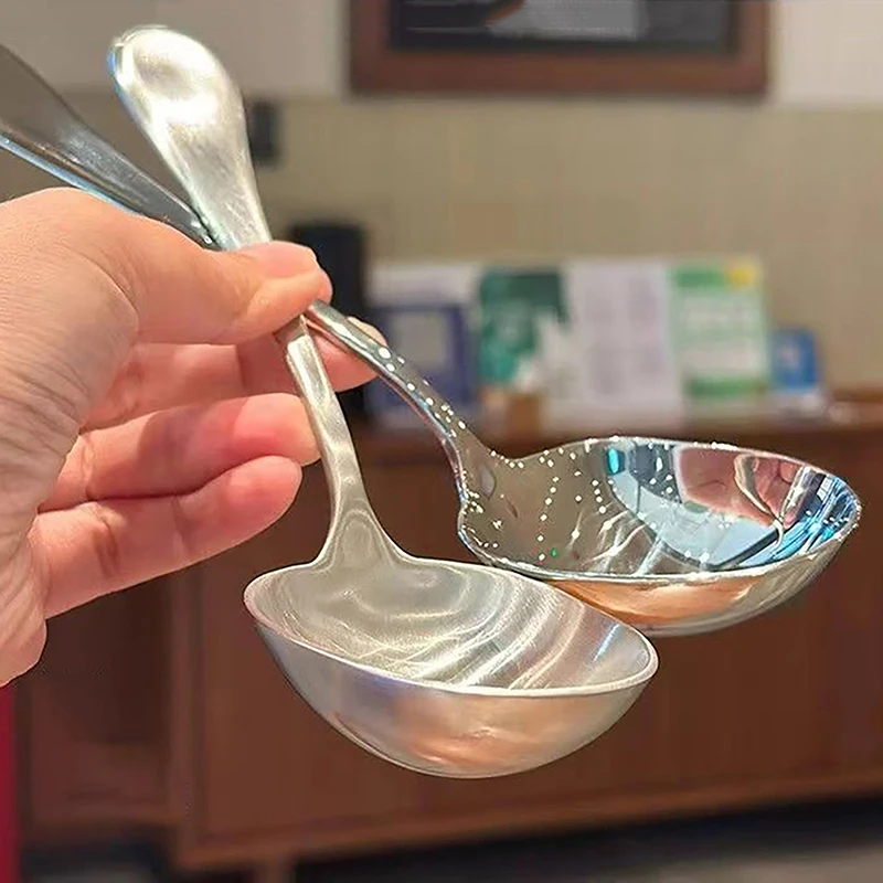 Large Stainless Steel Round Head Buffet Serving Spoon Thicken Kitchen Dinner Dish Soup Rice Western Restaurant Bar Public Spoon