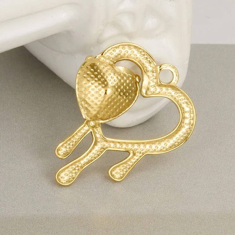 5pcs Real Gold Plated Stainless Steel Cobochons Charms For Jewelry Making Animal Dragonfly Metal Butterfly Spider Heart Settings