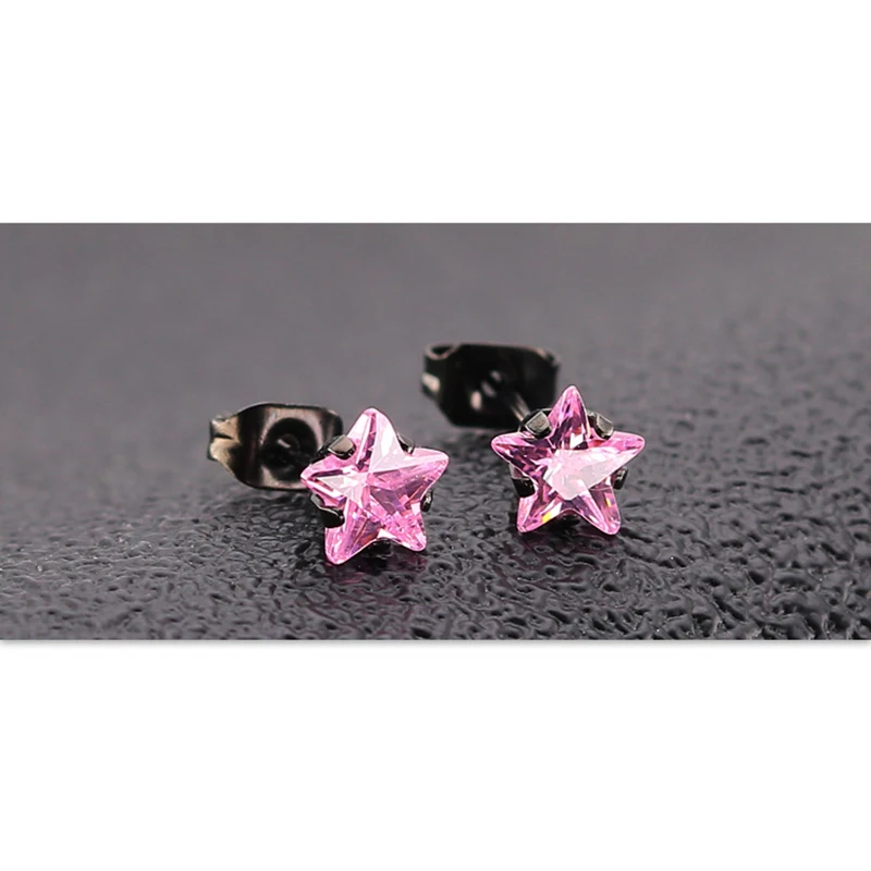 Uelf Newest Shiny Pink  Crystal Star Earrings Charming Earrings for Women Fashion Jewelry Wholesale Gift Stars Ear Ring 2019