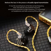 8-Strand QKZ T1 Headphone Cord Upgrade Cord Silver Plated KZ Earphone Cable 3.5mm Jack 0.75MM 2Pin KZ Wired Headphones