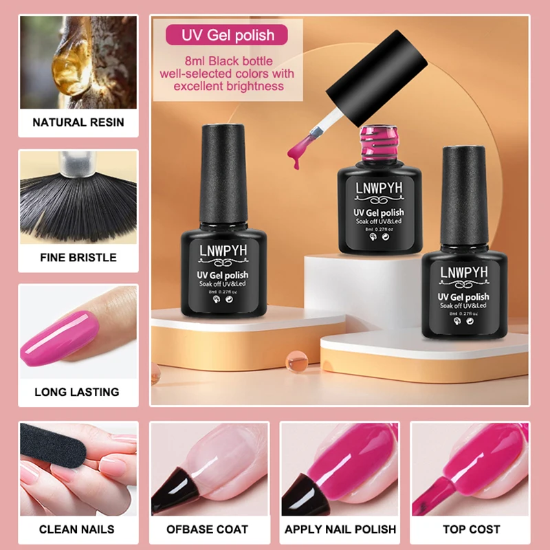 42 Teile/satz Gel Nagellack Kit Hybrid Lack Set Für Maniküre Nägel Kunst UV LED Nail art Gel Semi Permanent Basis top Mantel Lack