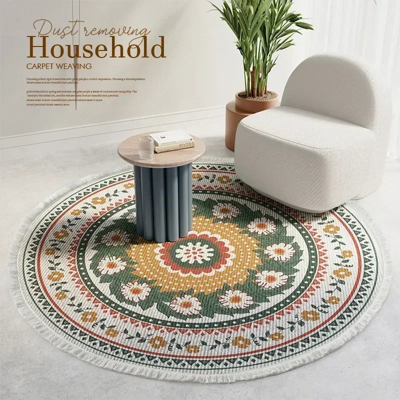 Bohemian Round Rug Woven Round Floor Mat Coffee Table Rug Nordic Home Decor Bedroom Cloakroom Dresser Rocking Chair