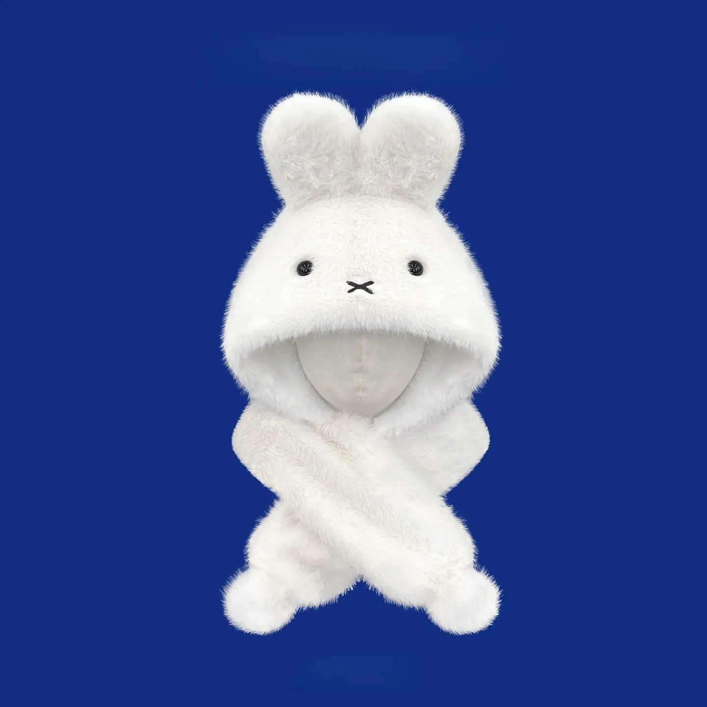 Cute Miffy Milly White Fur Knitted Hat for Girl Winter Warmth