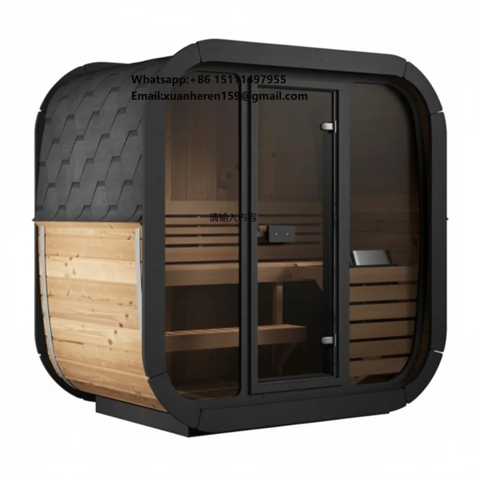 

3 Person Outdoor Traditional Wood Stove Cube Sauna Kit with Black Painted