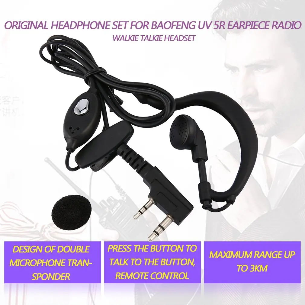 Set cuffie originali per Baofeng UV 5r auricolare Radio Walkie Talkie cuffia Mic microfono 888S uv5r UV 5RA UV 5RE UV82