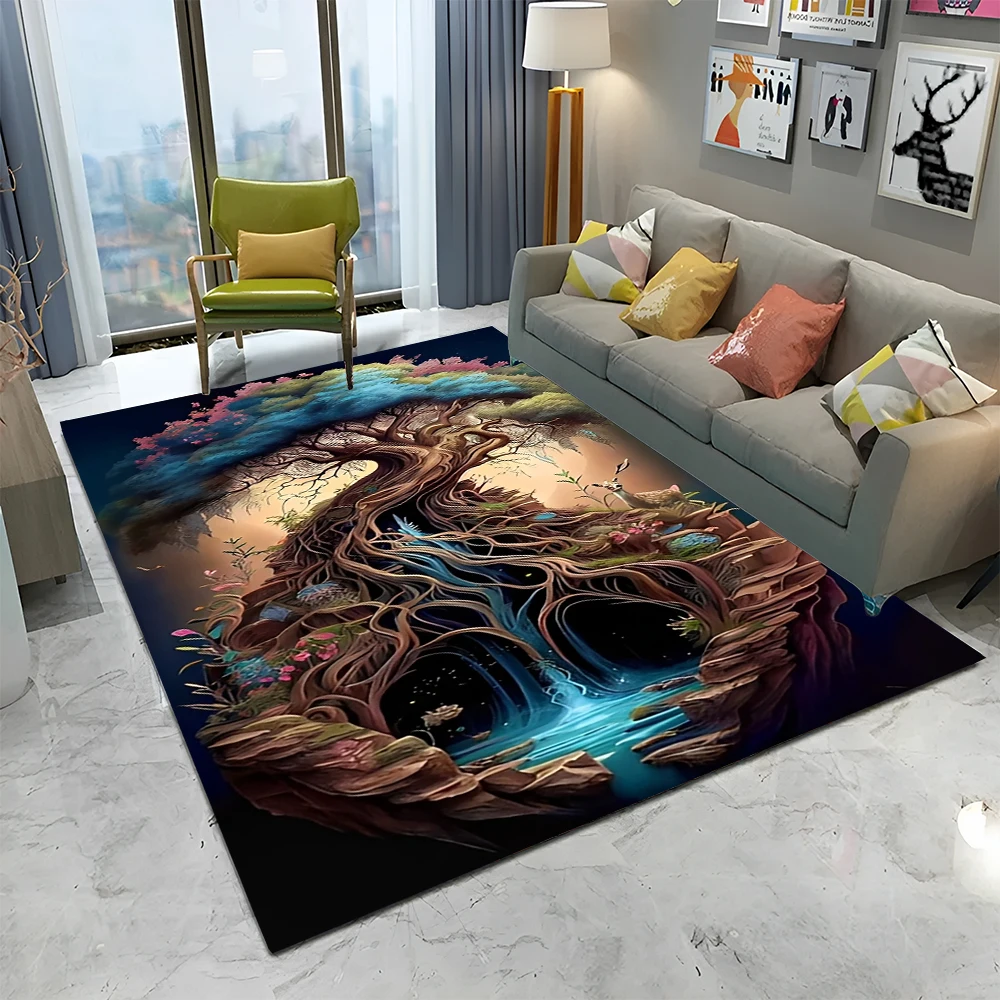 Viking Norse Yggdrasil Tree of Life Carpet Rug for Home Living Room Bedroom Sofa Doormat Decor,Kid Area Rug Non-slip Floor Mat