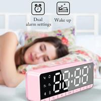 LED Mirror Speaker TF Card Wireless Speaker Mirror Alarm Clock Temperature Display Dual Alarm