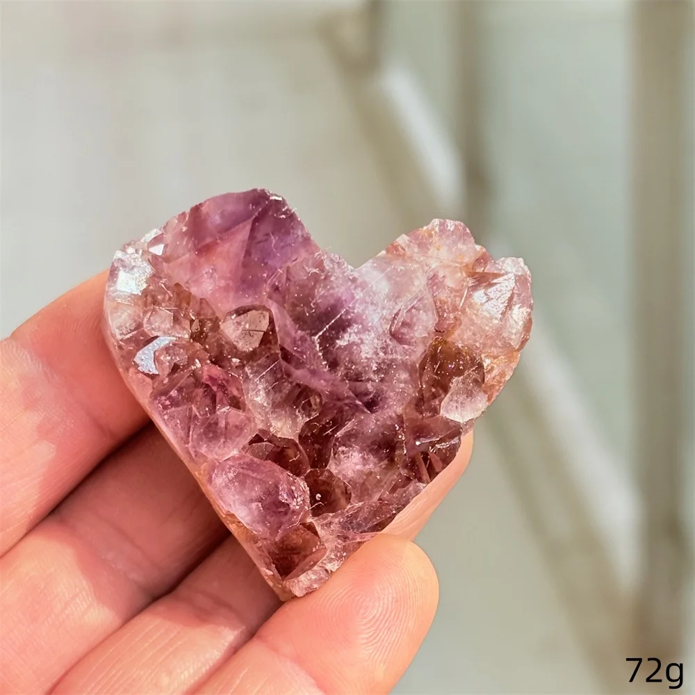 1PC Natural Purple Amethyst Cluster Heart Shape Rough Geode Crystal Healing Stone Home Decoration Gemstone Gift