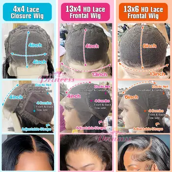 Princess 13x4/13x6 高清透明蕾絲前真人髮假髮 預拔毛 4x4 閉合式假髮 巴西直髮蕾絲前假髮 8 最佳銷售 公主假髮 - №1