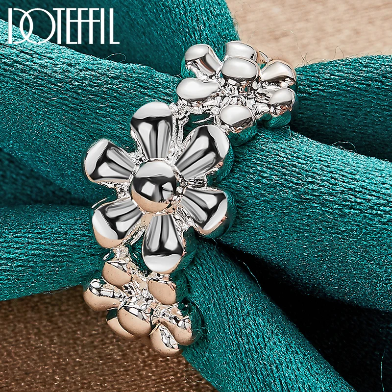 

DOTEFFIL 925 Sterling Silver Three Flowers Ring For Woman Man Fashion Wedding Engagement Party Gift Charm Jewelry