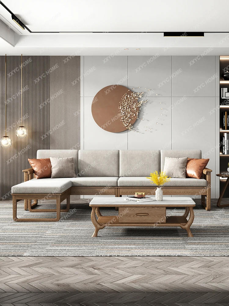 Imported All-Ash Wood Sofa Nordic Log Furniture Living Room Combination New Chinese All-Wood Sofa