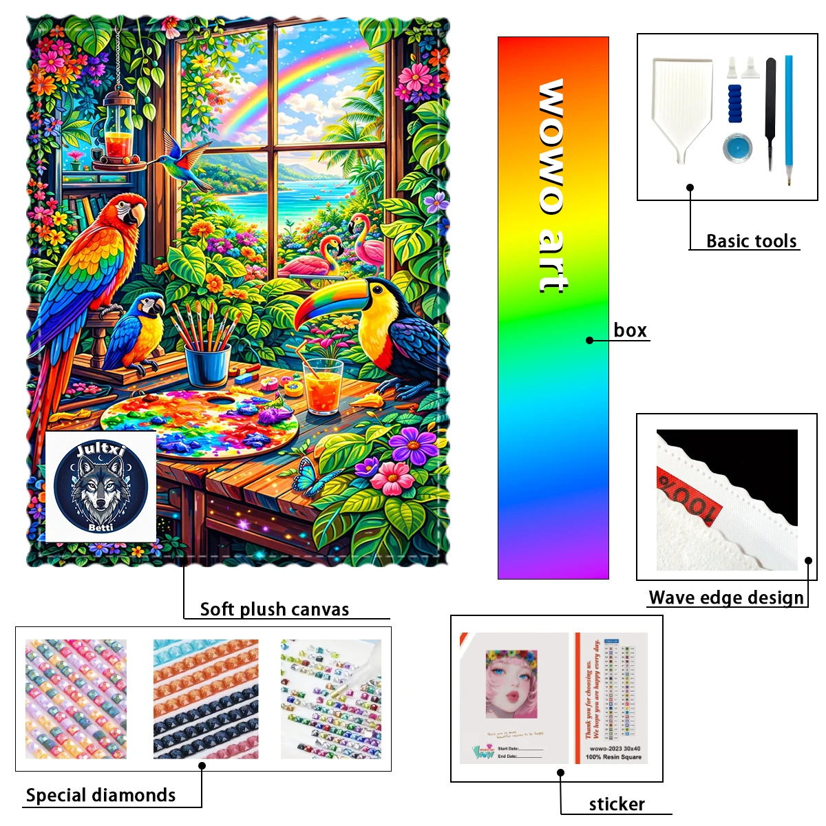 

【Betti_ Diamond Art】Galería colorida y animales vivos Crystal AB Rhinestone FD Rhinestone Perfect Resin Diamond