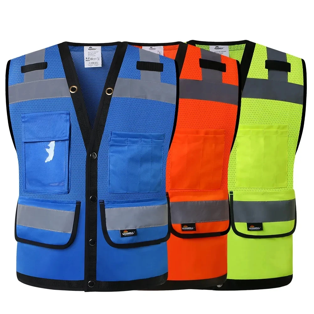 Safety Vest High Visibility with Reflective Straps Mesh Vest With Pockets For Men Women Motorcycle Jacket Summer