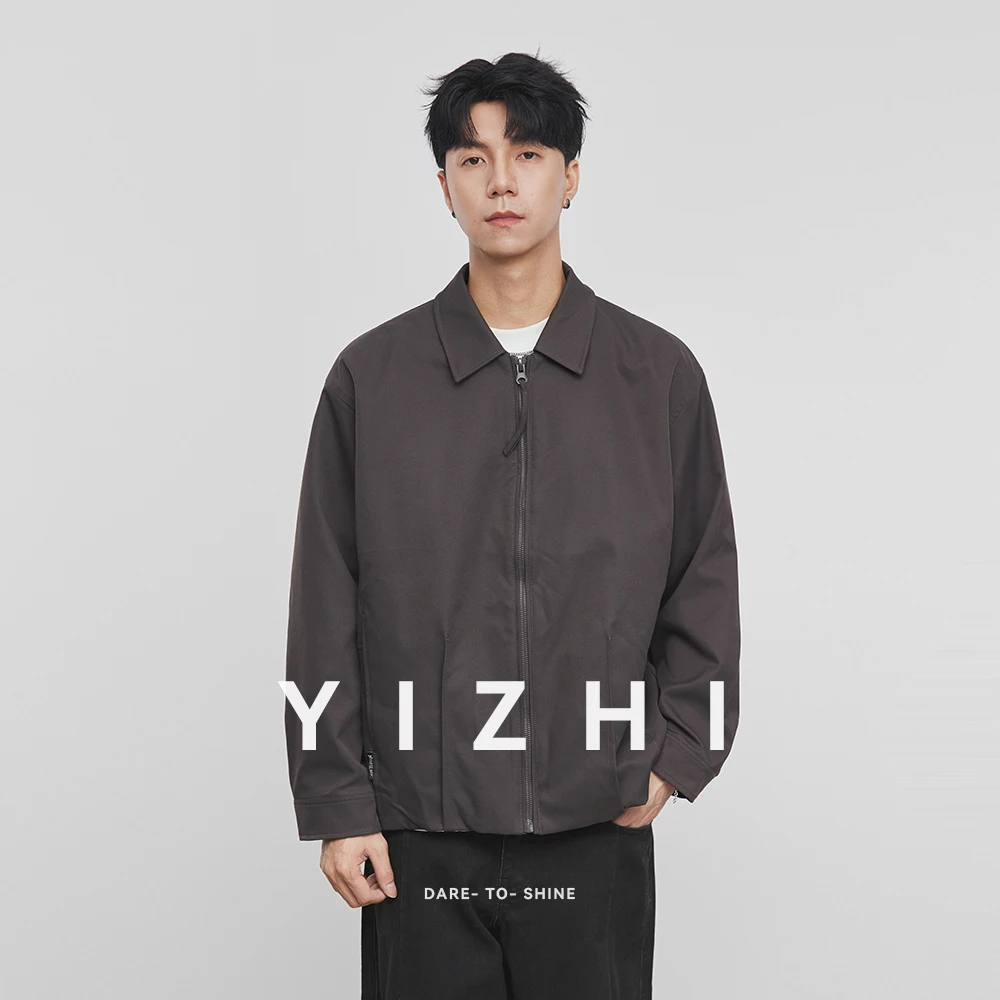 Autumn Simple Retro Lapel Jacket Men's Casual Versatile Loose Fit Basic Style Outerwear Top Casual Loose Fashion Men Clothing