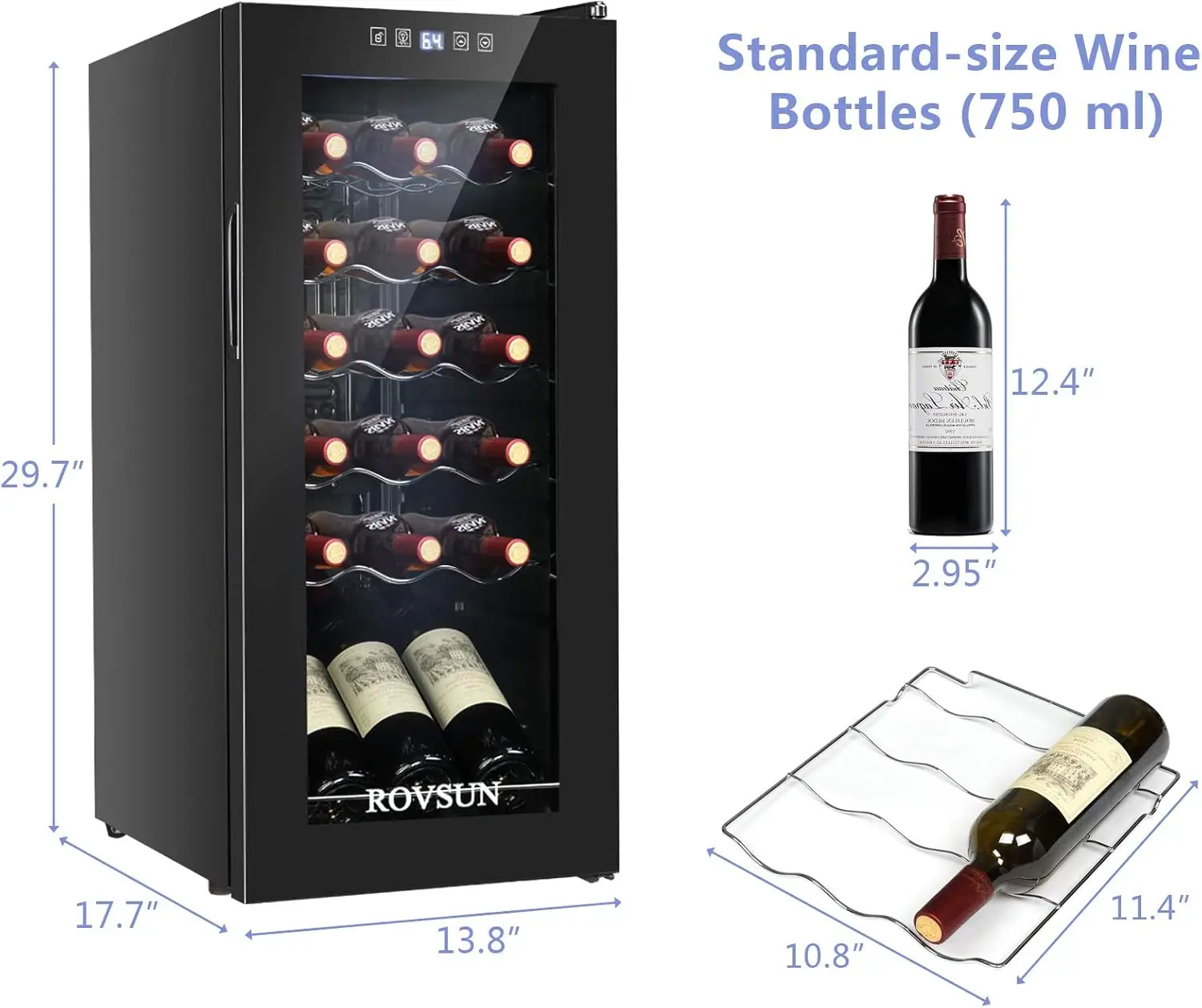 Bottle Wine Fridge, Freestanding Compressor Wine Cooler Refrigerator, Beverage Wine Chiller with Digital Temperature