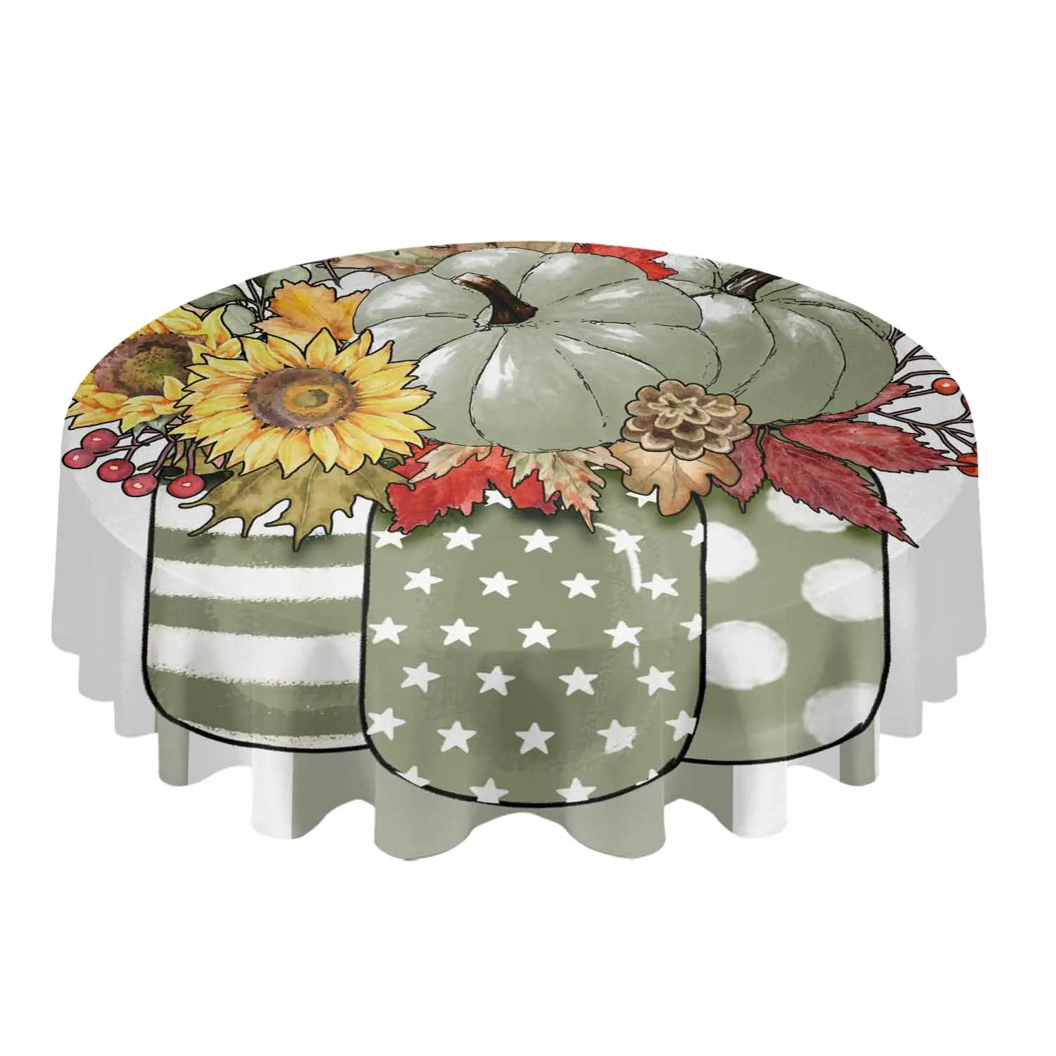 Autumn Maple Leaf Bouquet Waterproof Tablecloth Tea Table Decoration Round Table Cover For Kitchen Wedding Home