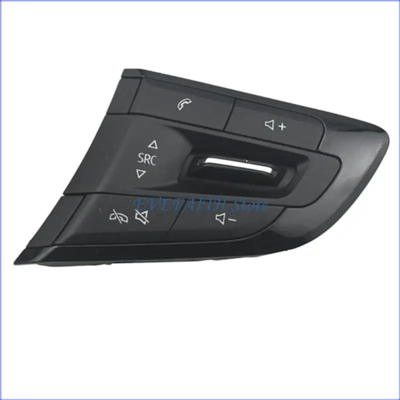 124B Interior Steering Wheel Button Assembly, Black ABS Trim Panel for Worn Button Repair and Everyday Wheel Area Service