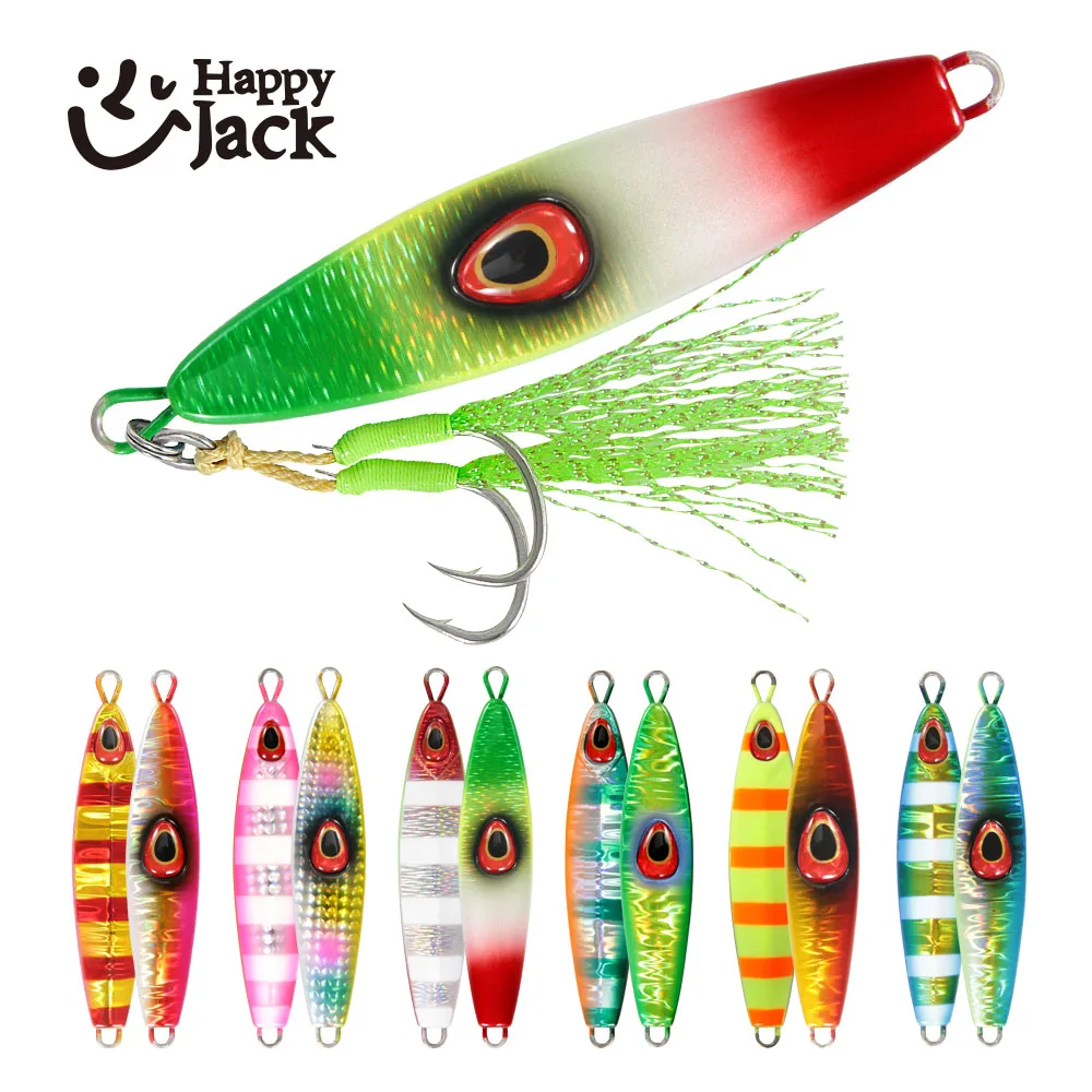 HappyJack-Metal Gabarito Isca De Pesca, Carcaça Gabarito, Colher de água salgada, 30g, 40g, Jigging lento, pesca marít