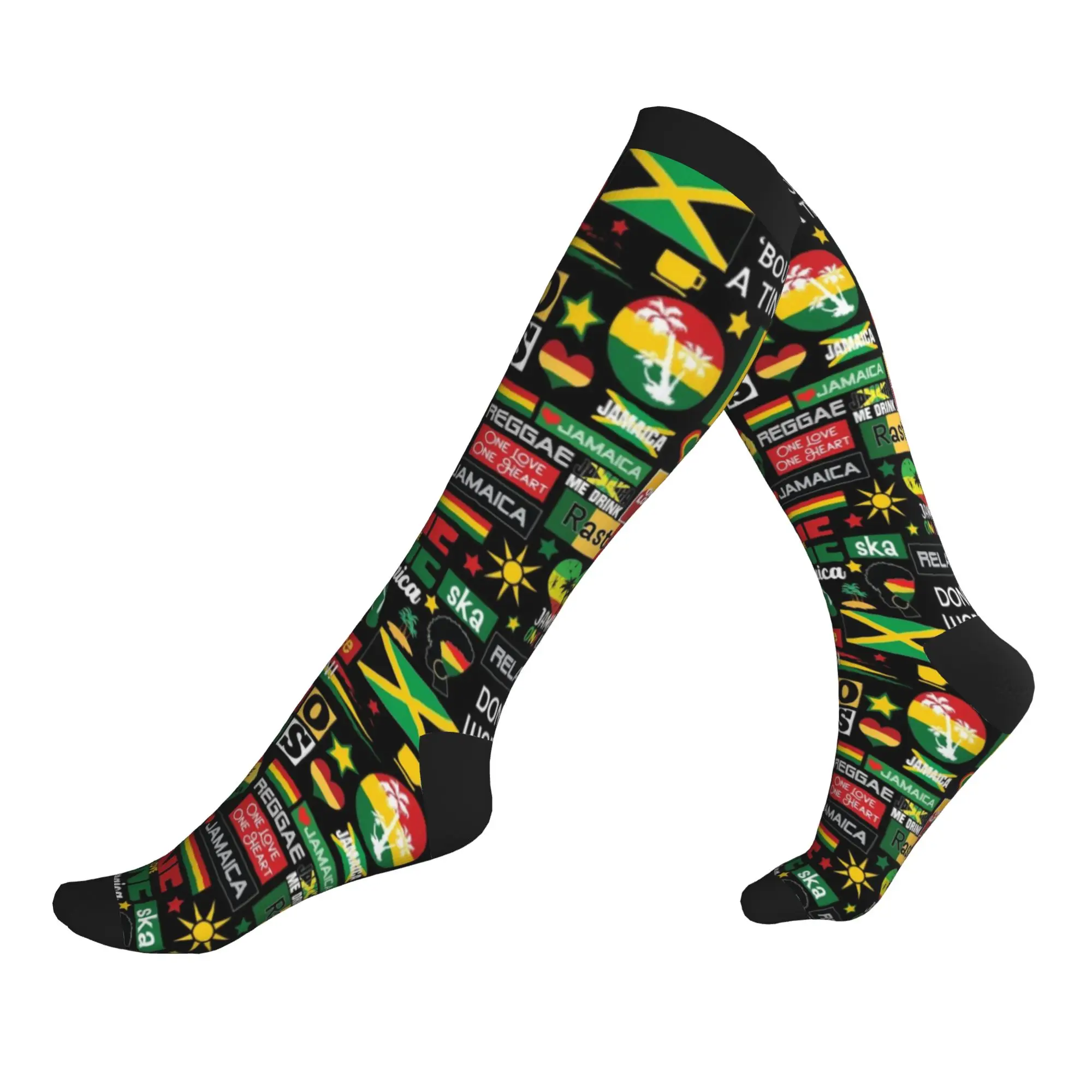 Jamaica One Love Culture Pattern Men's Sports Compression Socks Unisex Cute 3D Printing  Dress Socks