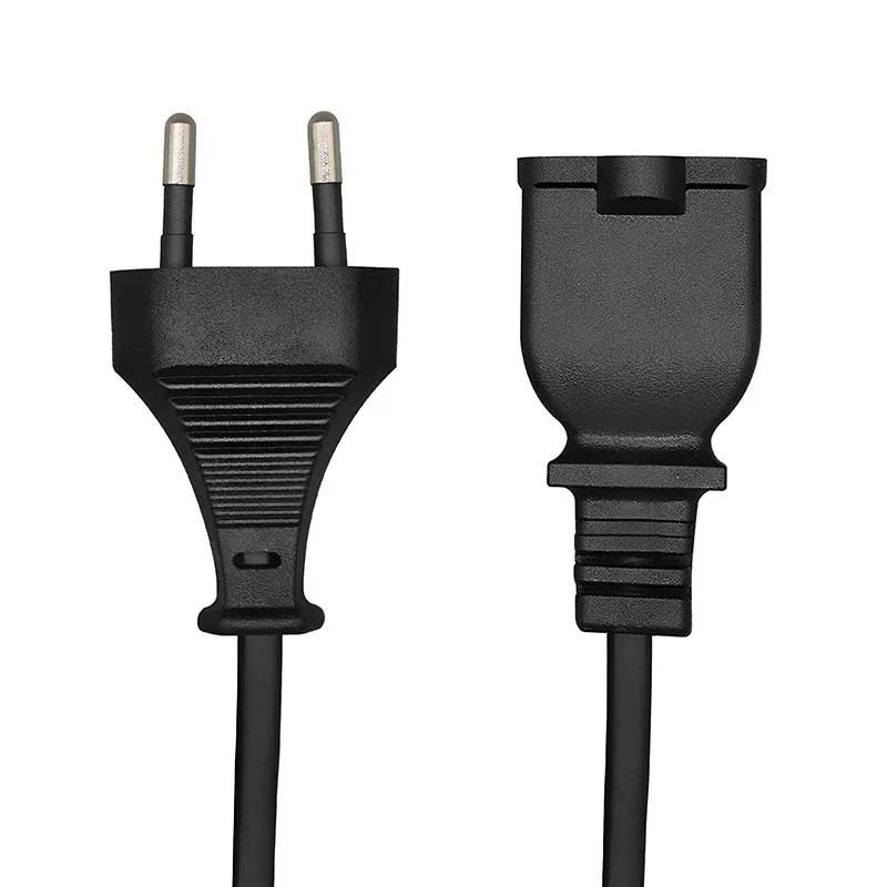2PCS EU 2‑Round Pin Male to NEMA 1‑15R Female Power Adapter Cord, European Round Pin to Flat Pin Pure Copper Conversion Cable
