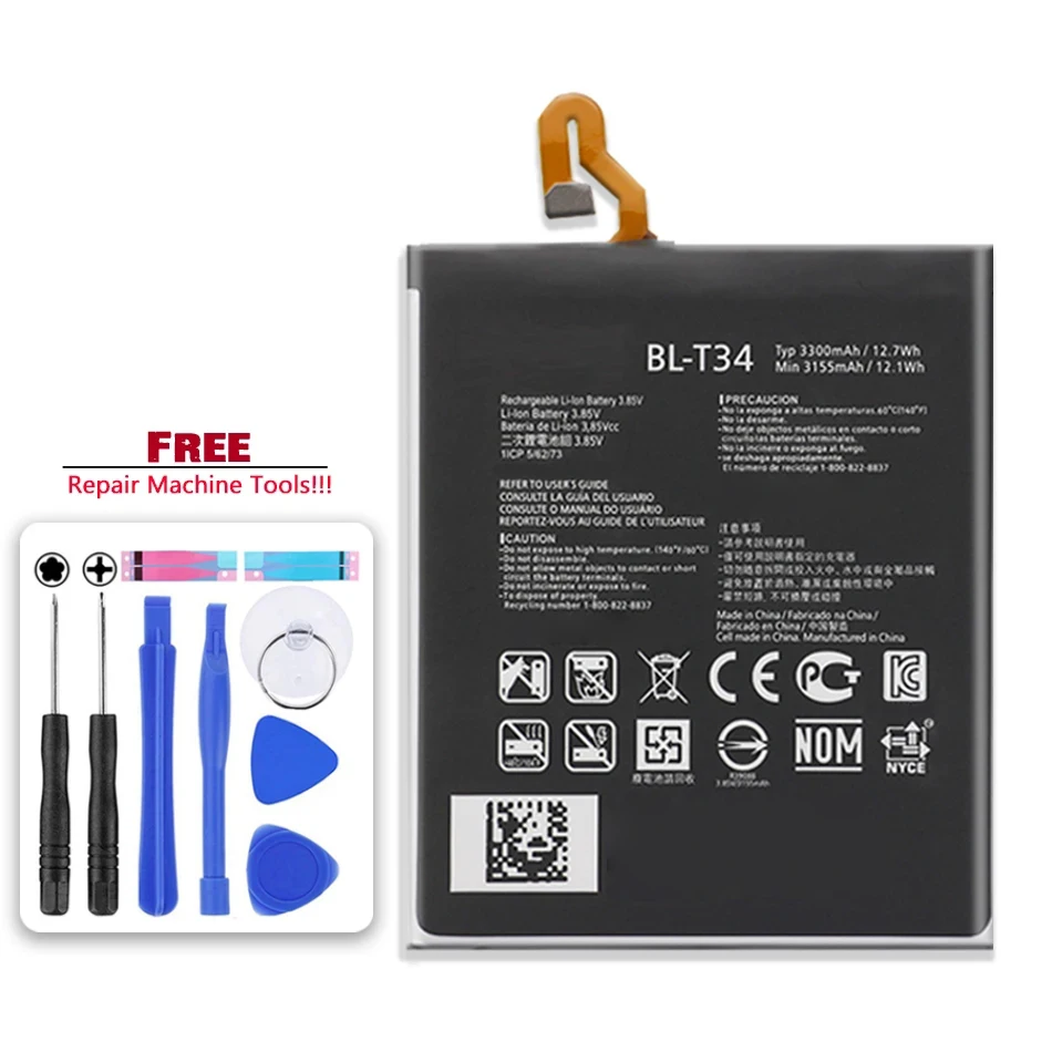 

BL-T34, Mobile Phone Battery For LG V30 V30+ V30A H930 H932 LS998 BLT34 , 3300mAh + Free Tools