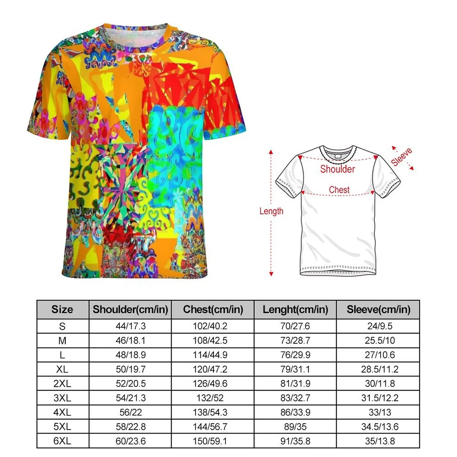 Couple Orange Pop Abstract Mosaic Print T-Shirt Harajuku T Shirts Short-Sleeve Design Tops Summer Casual Oversized Top Tees