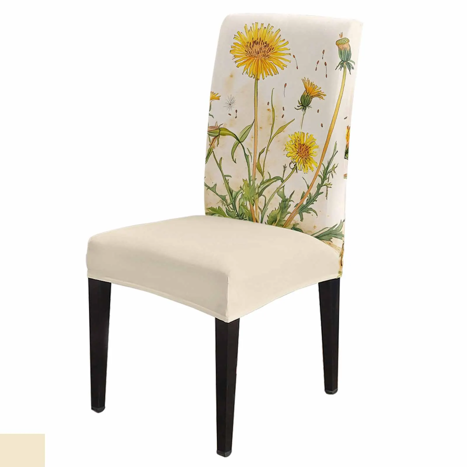 

Orange Watercolor Flower Chair Cover Spandex Elastic Printing Dining Chair Kitchen Seat Case Stretch