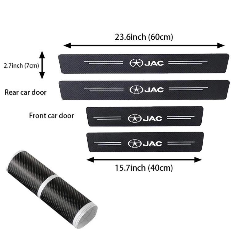 4PCS Car Door Sill Protector Carbon Fiber Stickers for JAC S2 J3 Board JS2 S3 JS3 J2 S5 T8 Refine J5 J6 J7 J4 Vapour Accessories