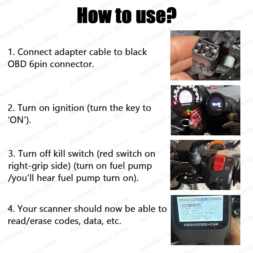 Für Royal Enfield 6Pin zu OBD2 Diagnose Kabel Für Hunter 350/Himalaya/Classic 350/Meteor 350 Motorrad OBD diagnose Kabel – Detail 7
