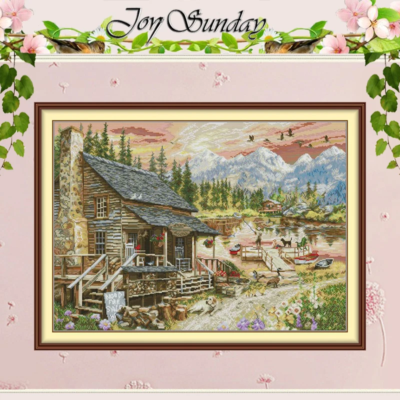 

Маленький сельский магазин, пейзажные узоры, набор для вышивки крестом, сделай сам, 11CT, 14CT, 16CT, штампованный DMC, набор для вышивки крестом, вышивка, рукоделие