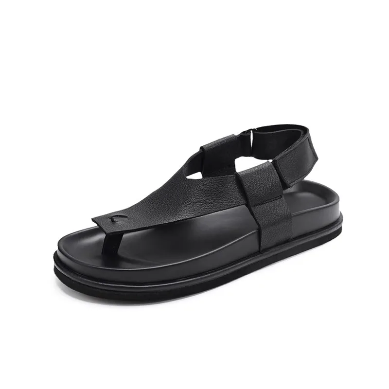 

High Quality Genuine Leather Men's Sandal Spring Summer Flip-flops Shoes New Men British Retro Slippers Leather Sandals for Men