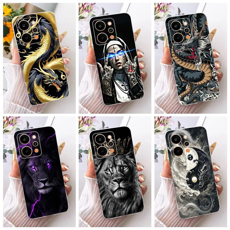 For Realme P4 Power 5G Phone Case RMX5107 Beast Tiger Dragon Cool Animal Painting Back Cover Clear Soft TPU Silicone Casing