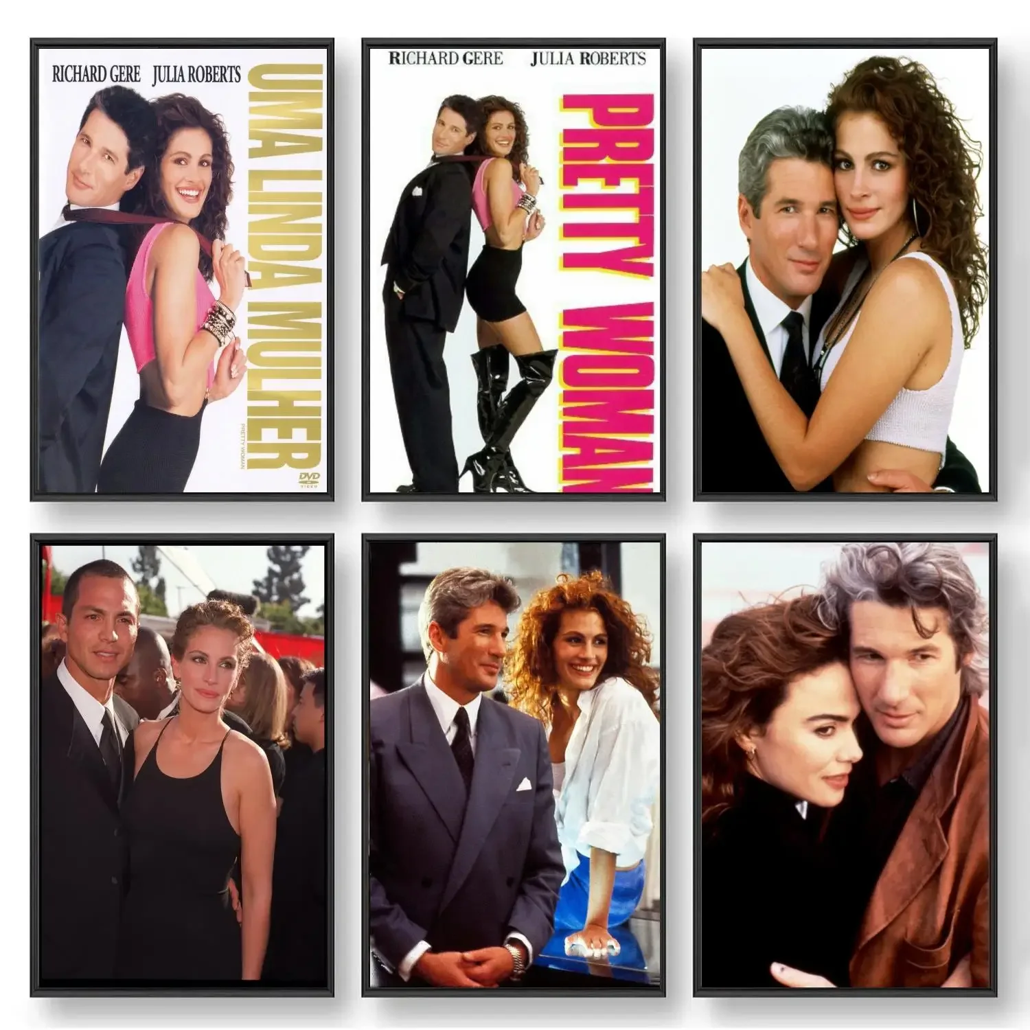 Richard Gere Julia Pretty Woman Roberts Movie Silk Poster Decorative Painting Wall Art Living Room Bedroom Painting