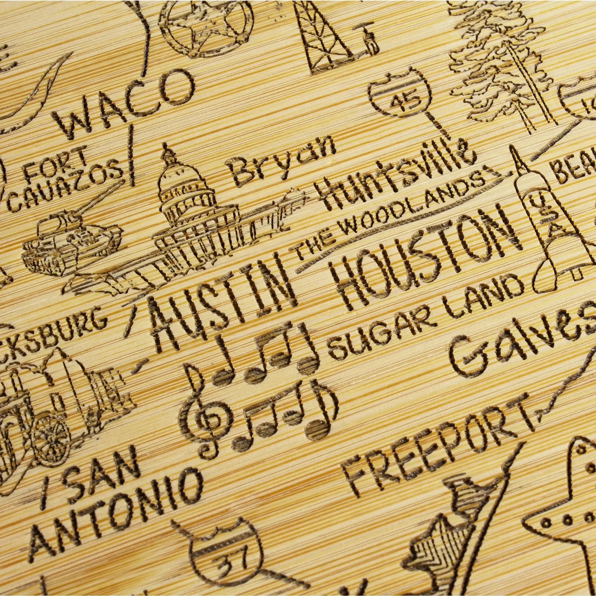 Confezione da 2 tagliere e piatti per salumi in bambù a forma di Texas per servire, regali