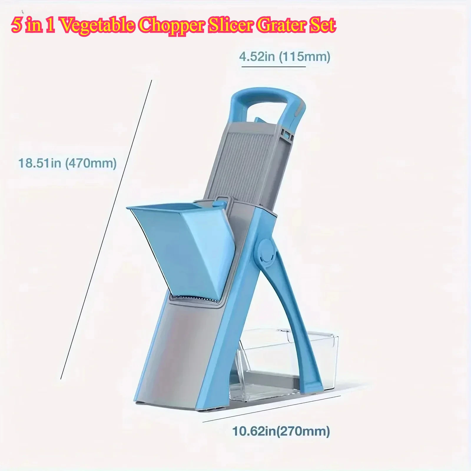 5 in 1 Vegetable Chopper Slicer Grater Set - Multifunctional Kitchen Tool with Safe Handle for Potato Carrot Easy Clean