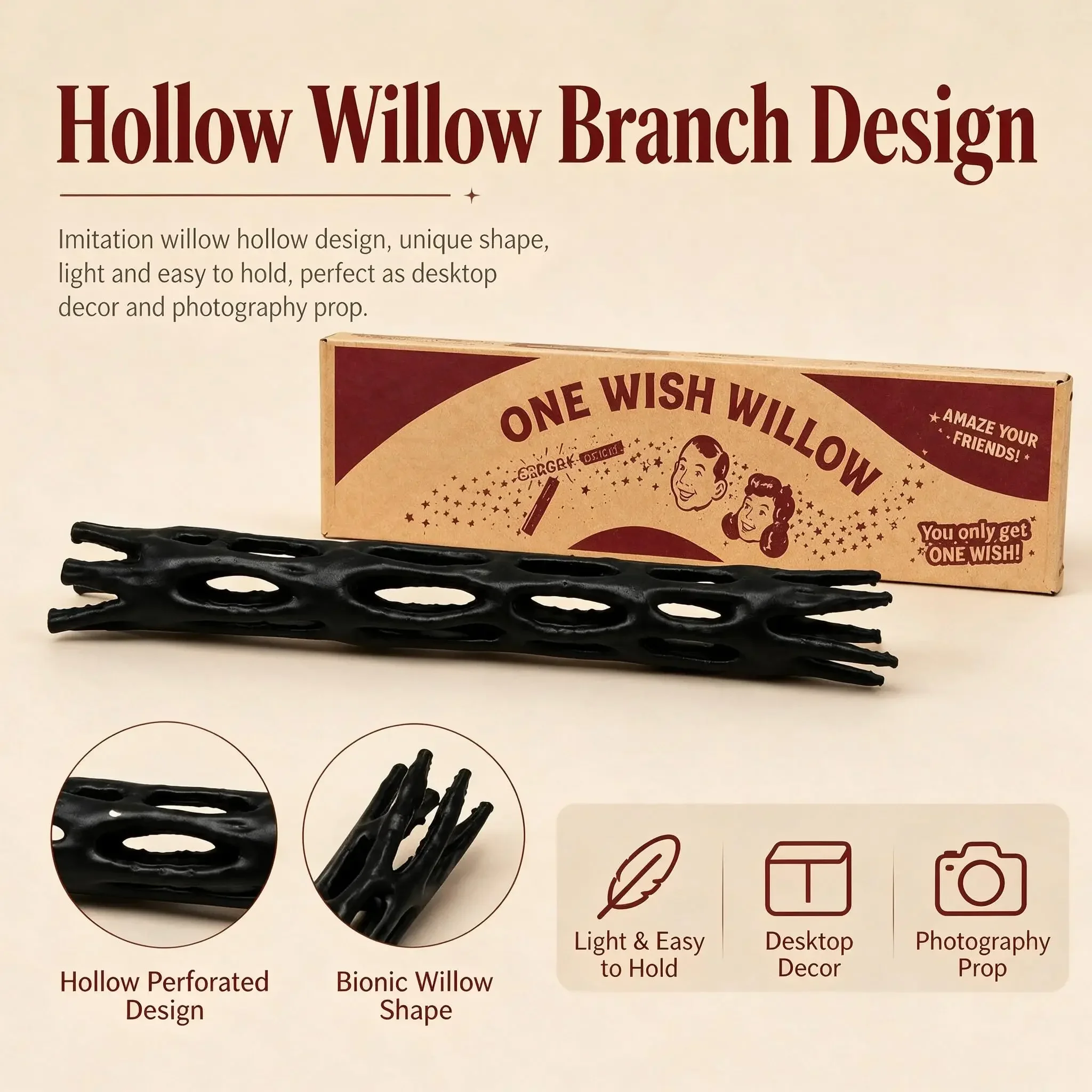 One Wish Willow Wish-3D Printed Wish, Fun Party Novelty Gift Ancient Legend Replica for All Ages, 1PC Christmas Party