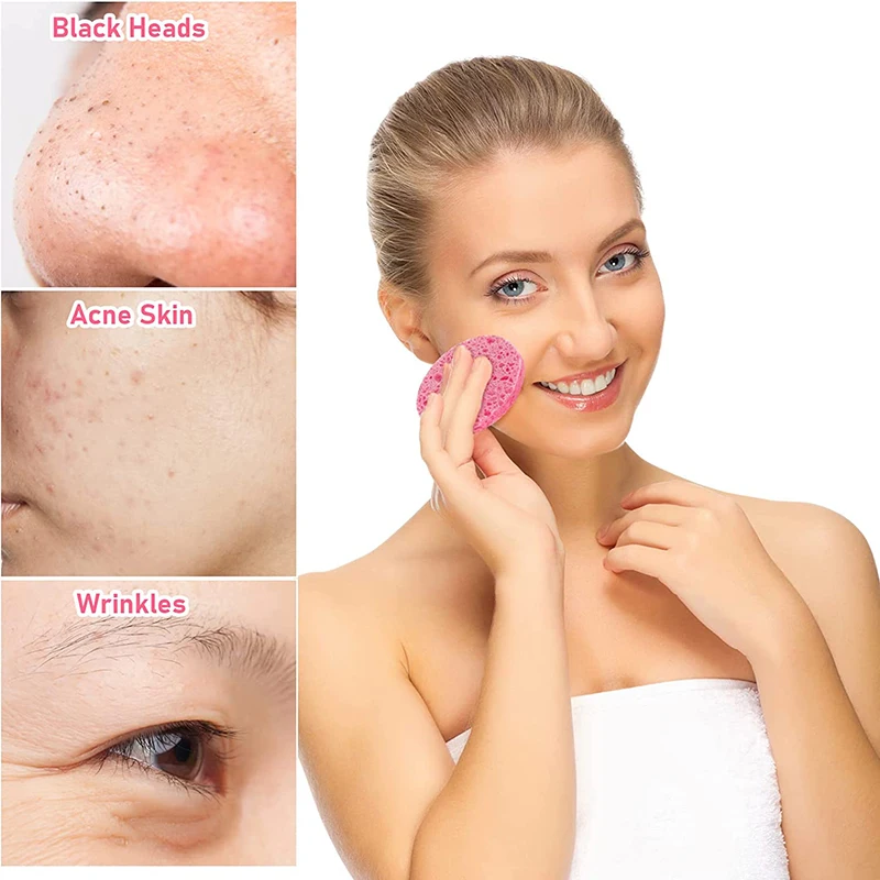 10 pièces d'éponge en Fiber en forme de coeur Exfoliation du visage éponge naturelle nettoyage du visage Massage Pores Exfoliation maquillage