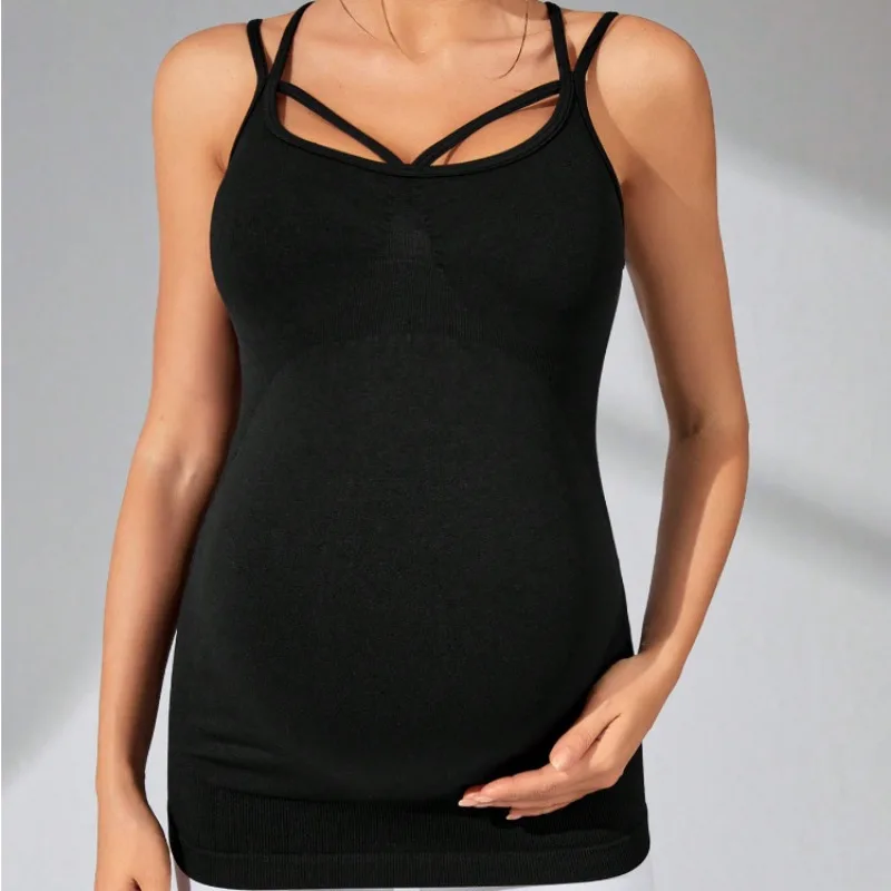 المرأة الحامل لينة مريحة سلس محبوك سترة رياضية التجفيف السريع تنفس فتل العرق اللياقة البدنية والرياضة تي شيرت #1