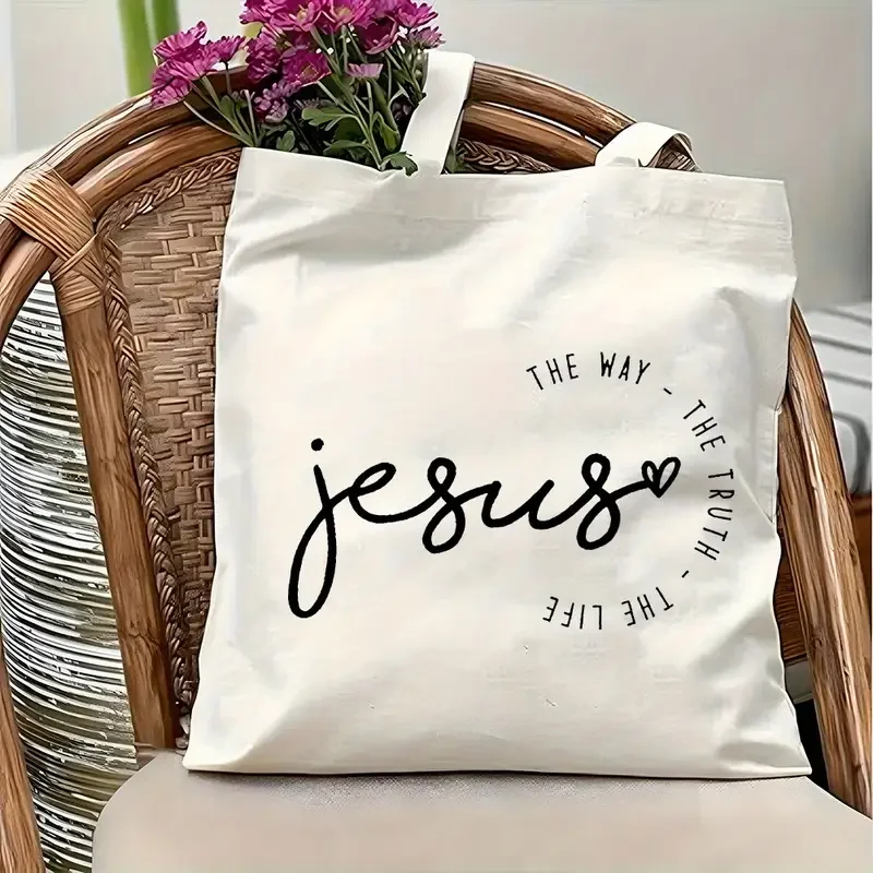 Sac fourre-tout en toile « Jésus, le Chemin, la Vérité, la Vie » pour femmes, cadeau religieux, accessoires d'étude biblique