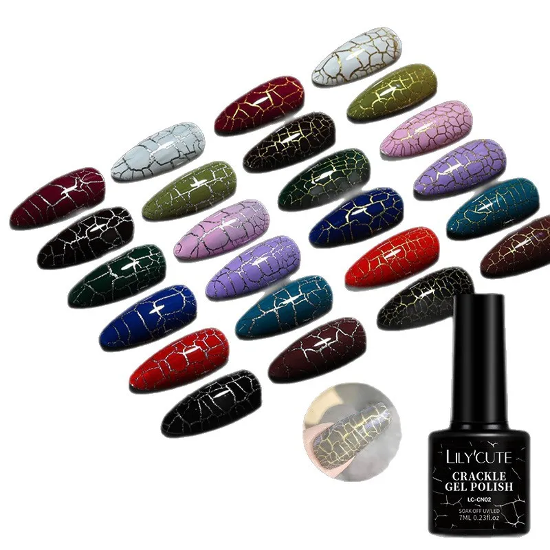 LILYCUTE 7ml Crackle Gel Nagellak Kraken Nagelgel Sneldrogende Nail Art Vernissen Hybride Semi Permanente Losweken Base Top coat