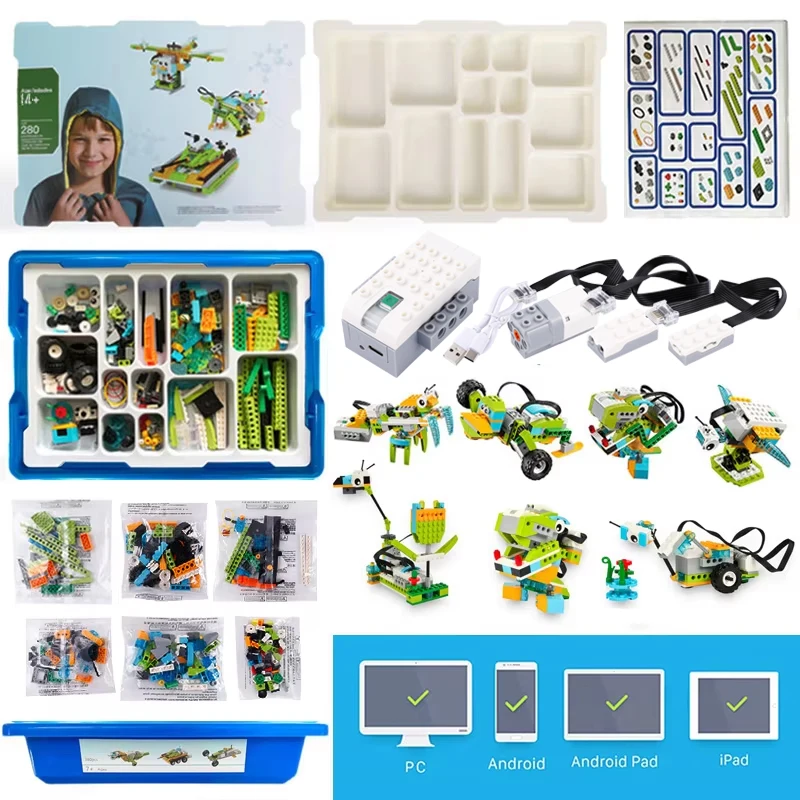 NOWOŚĆ Generacja 385 sztuk WeDo Robotics zestaw konstrukcyjny klocki kompatybilne z 45300 Wedo 2.0 STEAM edukacyjne zabawki DIY