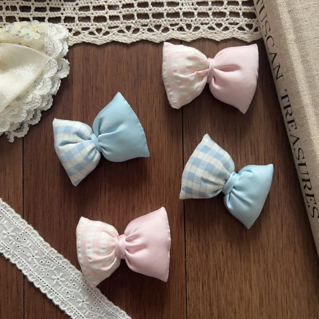Handmade Stuffed Plaid Bow Brooch Hair Accessory DIY Craft for Kids Shoes Socks Bag Hat Clothing Decoration High Quality