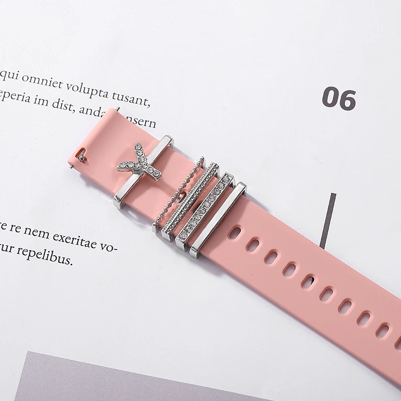 Conjunto de anillos decorativos de silicona con 26 letras del alfabeto para Iwatch, Charm para Apple Watch, banda deportiva