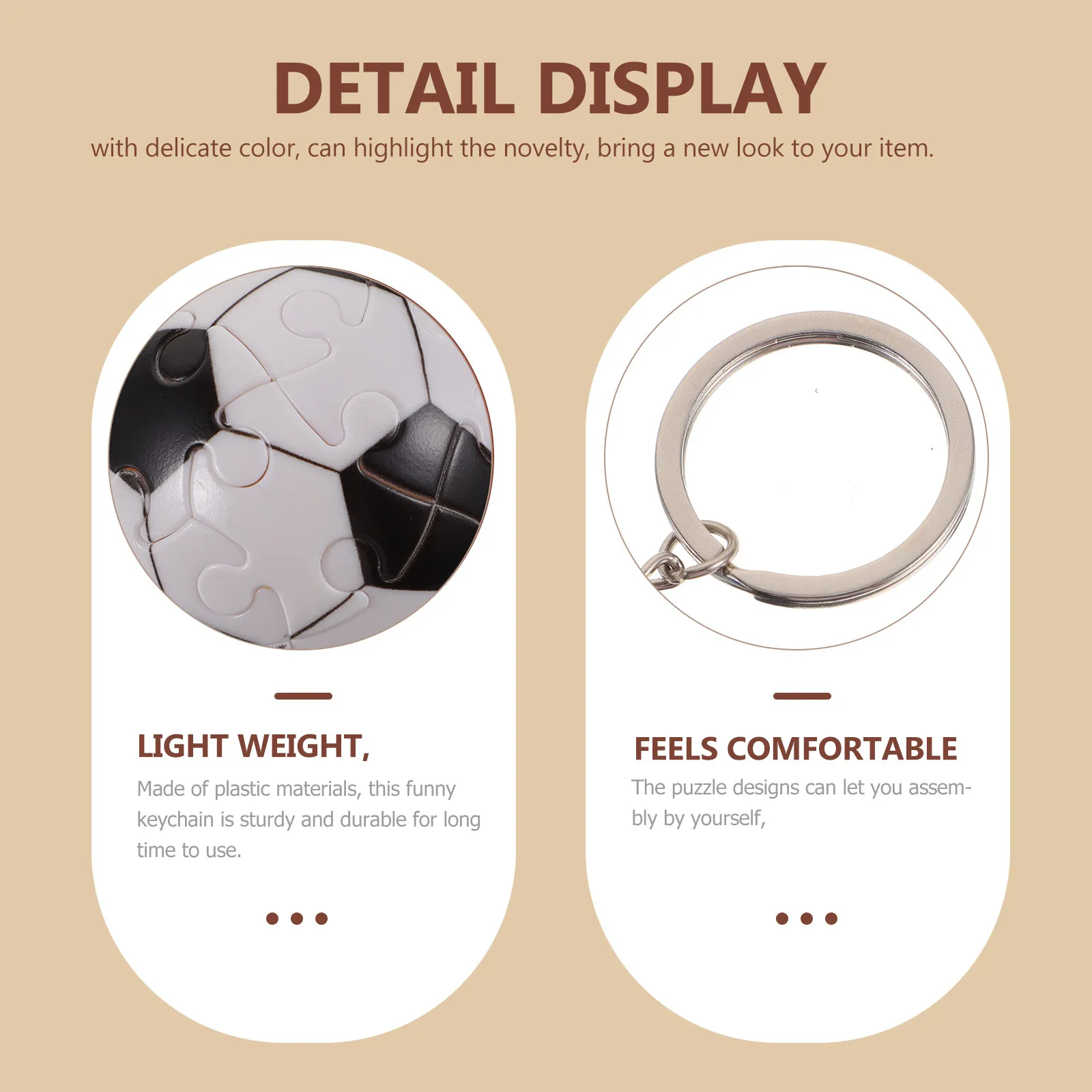 Puzzle Sports Ball Keychain Creative Plastic Pendant Lightweight Decorative Sports Fan Souvenir Hanging Key Rings