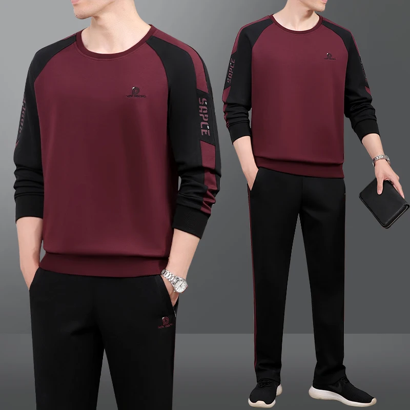 

Мужской спортивный костюм для среднего возраста: повседневный свитшот с круглым вырезом и длинным рукавом, осенняя новинка, весенне-осенний узор, одежда для папы