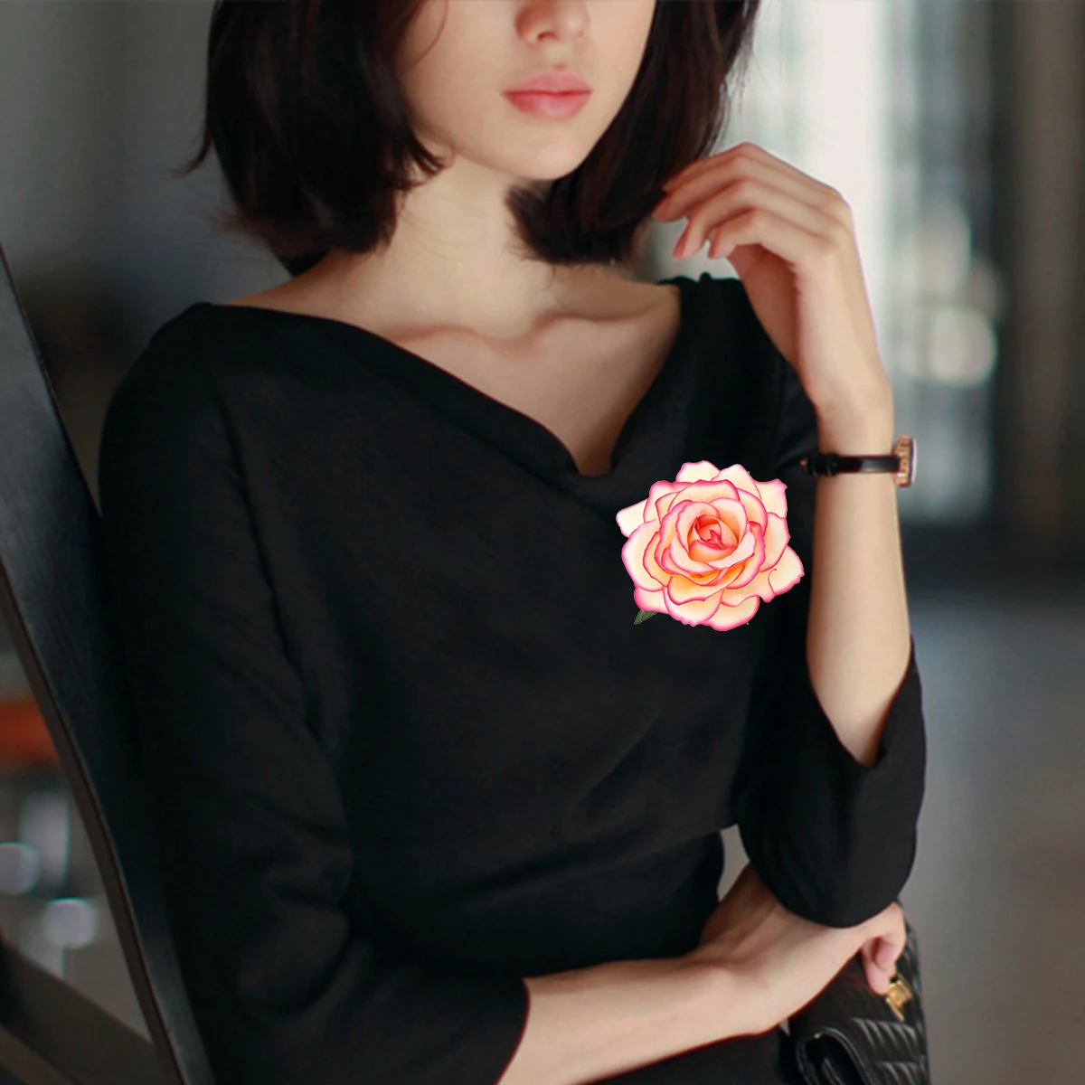 

1pcs Simulation Rose Rose Brooch Pin Clip Floral Brooch Pin Women Accessories Fake Flower Hairclip for Prom Wedding