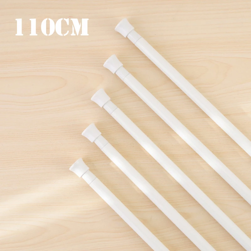 No-Drill Adjustable Metal Curtain Rod 30-110cm Spring Loaded Extendable Telescopic Poles for Bathroom Shower Bars Hanging Rods